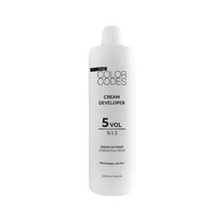 Color Codes Cream Developer 5 Vol. - Gentle 1.5% Oksidan Hair Color Activator for Minimal Damage, Professional Grade, 1000ml Color Codes Cream Developer 5 Vol - Gentle Hair Color Activator hair color developer, cream developer 5 vol, 1.5% oksidan, low volume developer, hair color activator, professional hair color, hair bleaching product, gentle hair developer, hair color, developer, cream developer, oksidan, low volume, hair bleaching, gentle, hair stylist, home hair color, sensitive scalp, minimal lift, c