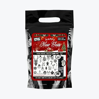 One Spray Temporary Tattoo Happy New Year Pack - Easy Apply, Waterproof & Organic - Temporary Tattoo Spray Set One Spray Temporary Tattoo Spray Set temporary tattoo spray, organic tattoo ink, New Year tattoo set, waterproof temporary tattoos, easy apply tattoo spray, temporary body art, festival accessories, celebration ideas, non-committal tattoos, natural tattoo products