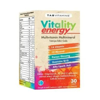 Tabvitamins Vitality Energy Multivitamin Supplement - Boost Energy & Overall Health Tabvitamins Vitality Energy Multivitamin - Boost Energy multivitamin, energy supplement, vitality booster, dietary supplement, vitamin and mineral blend, health and wellness, nutrition, energy boost, immune support