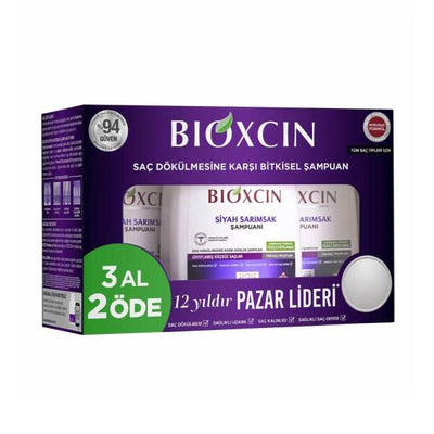 Bioxcin Black Garlic Shampoo Set: 3x300ml - Strengthen Weak Hair & Reduce Hair Loss Naturally | SLES & Paraben Free