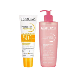 Bioderma Skincare Set - Sensibio Cleansing Gel 500ml & Photoderm Aquafluid Sun Cream 40ml for Sensitive Skin Bioderma Skincare Set for Sensitive Skin Bioderma Sensibio Cleansing Gel, Photoderm Aquafluid Sun Cream, Sensitive Skin Care, Gentle Skincare Products, Sun Protection, Skincare Set, Bioderma Skincare, Cleansing Gel, Sun Cream, Sensitive Skin Solutions, Skincare for Sensitive Skin