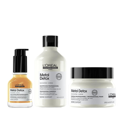 Loreal Professionnel Metal Detox Hair Care Set: Remove Metal Buildup, Protect Color & Prevent Breakage - Salon Grade Det