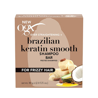 OGX Brazilian Keratin Therapy Solid Shampoo Bar: Smooth Frizzy & Curly Hair with Coconut Oil, Sulfate-Free, Plastic-Free - Equivalent to 700ml Liquid Shampoo OGX Solid Shampoo Bar: Smooth Frizzy Hair, Sulfate-Free solid shampoo bar, sulfate-free shampoo, keratin shampoo, coconut oil shampoo, shampoo for frizzy hair, shampoo for curly hair, plastic-free shampoo, OGX shampoo, smoothing shampoo, hair smoothing shampoo, shampoo bar, sulfate free, keratin, coconut oil, frizzy hair, curly hair, plastic free, smoo