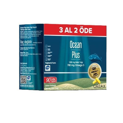 Ocean Plus Omega-3 Fish Oil Supplement - High-Dose Omega-3, Purified Fish Oil Capsules for Heart and Brain Health, 90 Co