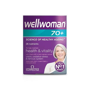 Vitabiotics Wellwoman 70+ Dietary Supplement for Women - Multivitamin and Antioxidant Support for Seniors, 30 Tablets Vitabiotics Wellwoman 70+ Supplement for Women 70+ Dietary Supplement for Women Over 70, Multivitamin for Elderly Women, Vitamins and Minerals for Women 70+, Wellwoman 70+ Supplement, Antioxidant Supplement for Seniors, Women's Health Supplements, Senior Nutrition, Vitabiotics, Multivitamin, Antioxidant Support