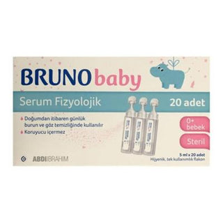 Bruno Baby Saline Solution for Nasal & Eye Hygiene - Preservative-Free, 20 Single-Use 5ml Vials Bruno Baby Saline Solution - Gentle & Preservative-Free baby saline solution, nasal hygiene for infants, eye care for newborns, preservative-free saline drops, single-use saline vials, baby care, hygiene products, gentle cleansing, safe for newborns, portable hygiene solution, daily hygiene, baby health