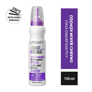 Urban Care Shake N Repair Hair Smoothing Foam - Vegan, Heat Protectant, Dermatologically Tested Urban Care Shake N Repair Hair Smoothing Foam - Vegan & Heat Protectant hair smoothing foam, vegan hair care, dermatologically tested hair products, heat protectant hair spray, oat milk protein hair care, frizz control, hair repair, smoothing serum, cruelty-free beauty, vegan beauty products, hair care for frizzy hair, long-lasting smoothness, protective hair styling