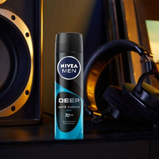 Nivea Men Deep Dimension Beat Deodorant Spray - 72 Hour Anti-Perspirant Protection for Men Nivea Men Deep Dimension Beat Deodorant - 72hr Anti-Perspirant Nivea Men Deodorant, Anti-perspirant deodorant spray, Long-lasting deodorant for men, Deodorant with active carbon, Dermatologically tested deodorant, Men's grooming, Personal care, Freshness for men, 72-hour protection, Deodorant spray, Men's deodorant, Nivea Men, Active carbon deodorant, Woody scent deodorant