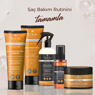 Yoon Keratin Hair Care Set - Sulfate-Free, Nourishing Treatment for Damaged Hair with Brazilian Blowout Straightening Effect Yoon Keratin Hair Care Set - Nourishing & Straightening Keratin hair care, Brazilian blowout hair straightening, Sulfate-free shampoo, Paraben-free hair products, Nourishing hair treatment, K-beauty hair care, Hair repair, Damaged hair care, Hair straightening treatment, Salon-quality hair care, Natural hair care products, Hair nourishment, Intensive hair care, Hair restoration