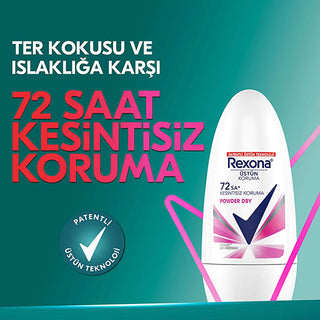 Rexona Women's Powder Dry Deodorant Roll-On - 72 Hour Protection, Long-Lasting Freshness Rexona 72 Hour Deodorant Roll-On for Women women's deodorant roll-on, long-lasting deodorant, powder dry deodorant, 72 hour protection deodorant, MotionSense technology deodorant, active women, confidence, freshness, Rexona, antiperspirant, personal care, hygiene, cosmetics