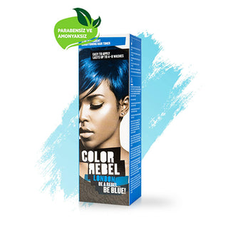 color rebel semi-permanent hair color blue 100 ml, blue hair color applied on hair Color Rebel Semi-Permanent Hair Color - Blue | 100 ml Color Rebel Semi-Permanent Hair Color - Blue 100ml color-rebel, hair-color, semi-permanent, blue-hair-dye, paraben-free, ammonia-free, animal-friendly, hair-care, vibrant-color, ai-generated
