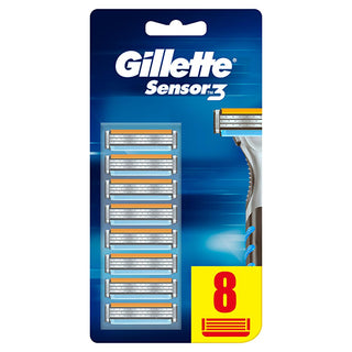 Gillette Sensor3 Razor Blade Refills (8-Count) - For Smooth, Close Shaves, Compatible with All Sensor Handles Gillette Sensor3 Razor Refills - Smooth, Close Shave Gillette Sensor3, razor blade refills, manual razor blades, shaving blades, Gillette Sensor blades, men's shaving, smooth shave, close shave, razor blades, men's grooming, shaving, personal care, grooming, shaving accessories, face shaving, shaving refills, razor refills, blades, gifts for him, smooth skin, comfortable shave, irritation-free shave