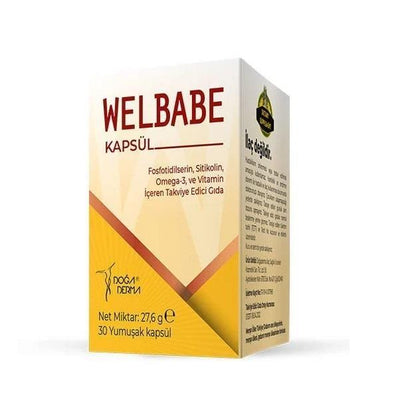 DoğaDerma Do_aDerma Welbabe: Cognitive Support Supplement with Fosfotidilserin, Sitikolin, Omega 3 & Vitamin B12 - Boost