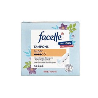 Facelle Super Tampons (56 Count) - Reliable Menstrual Protection, Extra Soft & Gynecologically Approved Facelle Super Tampons - Soft & Reliable Menstrual Protection tampons, menstrual hygiene products, gynecologically approved tampons, soft tampons, reliable menstrual protection, women's health, period care, feminine hygiene, comfort during period, active women's products, travel essentials, workout essentials, health-conscious products, Facelle products