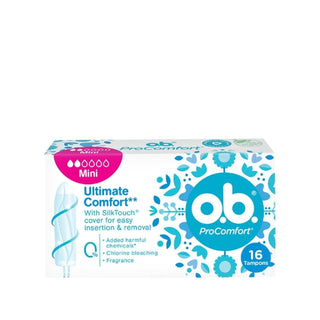 o.b. ProComfort Tampon Mini 16 Count - Compact Tampons for Light Flow Days with Enhanced Comfort o.b. ProComfort Tampon Mini 16 Count - Comfortable & Discreet o.b. ProComfort Tampon Mini, mini tampons, menstrual hygiene products, tampons for light flow, compact tampons, women's health, feminine hygiene, menstrual products, reproductive health, period care