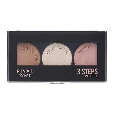 Rival Loves Me Pudra Paleti 3 Steps Makeup Palette - Compact Contouring and Highlighting Kit for Everyday Use
