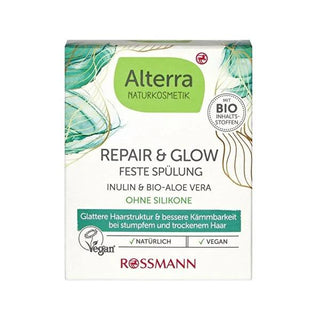 Alterra Vegan Hair Care Cream Repair Glow for Dry Hair - Nourishing, Dermatologically Approved, Sustainable Packaging Alterra Repair Glow Hair Cream - Vegan & Dermatologically Approved hair care, dry hair treatment, vegan hair product, dermatologically approved hair care, sustainable hair care packaging, hair nourishment, eco-friendly hair care, vegan beauty products, sustainable beauty, dry hair solution, hair repair, aloe vera hair care, inulin hair benefits