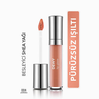 flormar-dewy-lip-glaze-004-undressed, flormar-lip-gloss-packaging, swatch-of-flormar-lip-glaze-004 Flormar Dewy Lip Glaze - Hydrating Lip Gloss with Smooth Finish | 004 Undressed Flormar Dewy Lip Glaze flormar, lip-gloss, hydrating-lips, smooth-finish, makeup, beauty, lip-care, sheabutter, non-sticky, ai-generated