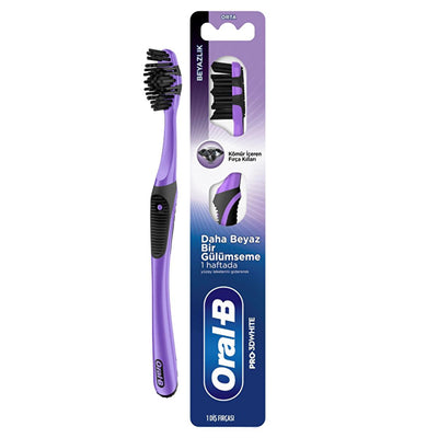Oral-B 3DWhite Charcoal Toothbrush - Whiter Smile & Deep Cleaning | Plaque Removal - Medium Bristles for Gentle Oral Hyg