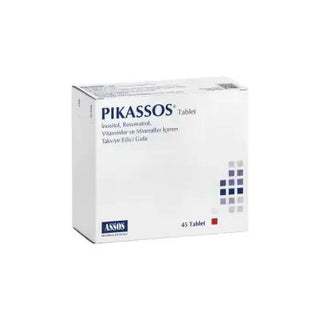 Assos Pikassos 45 Tablet - Dietary Supplement for Nutritional Support with Vitamins and Minerals Assos Pikassos 45 Tablet - Nutritional Support Supplement Dietary Supplement, Nutritional Support, Vitamins and Minerals, Antioxidant Supplement, Health and Wellness, Inositol, Resveratrol, Selenyum, Krom, D vitamini, Folik asit, nutritional deficiencies, antioxidant support, wellness supplements
