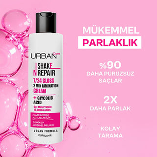 Urban Care Shake N Repair: Gloss Lamination Hair Treatment for Damaged Hair | Vegan, Shine Enhancing with Amino Acids & Oat Milk Protein Urban Care: Gloss Hair Treatment for Damaged Hair| Vegan hair gloss treatment, damaged hair repair, vegan hair care, shine enhancing hair treatment, smooth hair treatment, gloss lamination hair, amino acid hair treatment, oat milk protein hair treatment, hair treatment, hair mask, hair shine, hair repair, vegan beauty, cruelty-free, hair care, dry hair, dull hair, hair hyd