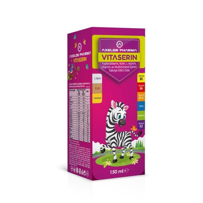 Vitaserin Dietary Supplement Syrup - Liquid Vitamins and Minerals for Kids and Adults, 150ml, Mixed Fruit Flavor