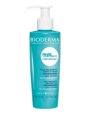 Bioderma ABCDerm Relaxing Oil - Hypoallergenic Baby Massage Oil for Sensitive Skin, 6.76 fl oz