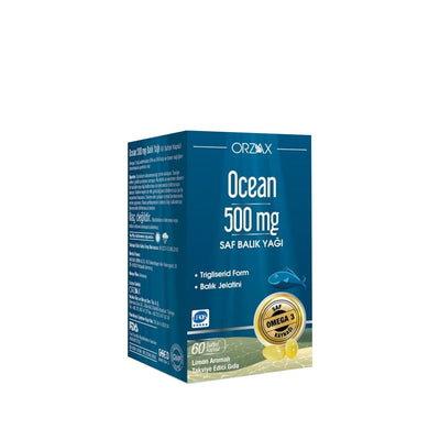Orzax Ocean Omega-3 Fish Oil Supplement 500mg - 60 Softgel Capsules for Heart Health Support