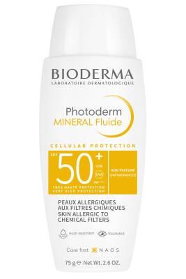 bioderma photoderm spf 50+ mineral fluid product image, bioderma photoderm spf 50+ application on skin Bioderma Photoderm SPF 50+ Mineral Fluid - Sunblock for Sensitive Skin | 75g Bioderma Photoderm SPF 50+ Mineral Fluid - Sun Protection bioderma, spf-50, mineral-sunscreen, sensitive-skin, uv-protection, sunblock, moisturizing, water-resistant, dermatologically-tested, ai-generated
