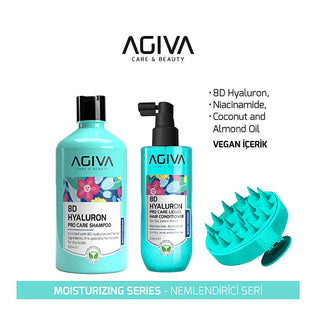 Agiva 8D Hyaluron Hair Care Set: Intense Hydration, Detangling Leave-In Conditioner - Dry & Damaged Hair Repair Agiva Hyaluron Hair Set: Hydrate & Repair Dry, Damaged Hair hair care set, hyaluron shampoo, leave-in hair conditioner, dry hair treatment, damaged hair repair, moisturizing hair products, hair detangler, hair shine enhancer, daily hair care routine, hair hydration, dry hair, damaged hair, brittle hair, hair moisturizing, hair nourishment, hair detangling, shampoo, conditioner, leave-in conditione