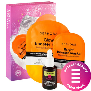 Sephora Collection Vitamin C Skincare Set: Boost Radiance & Glow | Includes Face Mask, Eye Mask & Super Glow Serum Sephora Vitamin C Skincare Set | Radiance & Glow Vitamin C skincare set, Radiance boosting skincare, Skin brightening kit, Vitamin C face mask, Vitamin C eye mask, Super Glow Serum, Skincare gift set, Even skin tone skincare, Holiday skincare gift, Vitamin C serum, Vitamin C, face mask, eye mask, serum, skincare, gift, gifts, glow, radiance, brightening, even skin tone, antioxidant, skincare ro