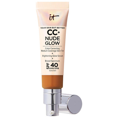 CC+ Nude Glow Lightweight Foundation + Glow Serum with SPF 40 and Niacinamide - Hydrating, Brightening, Clean Beauty Fou