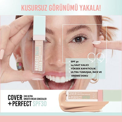 Pastel Cover+Perfect Concealer SPF30: Full Coverage, Long Lasting & Moisturizing Nude Pink Concealer for Flawless Sun Pr