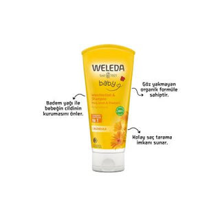 weleda baby calendula shampoo bottle, weleda baby calendula shampoo on towel, weleda baby calendula shampoo ingredients Weleda Baby Calendula Shampoo - Gentle 200 ml Weleda Baby Calendula Shampoo 200 ml baby-shampoo, weleda, calendula, gentle-cleanser, natural-products, parents, organic, sensitive-skin, baby-care, ai-generated