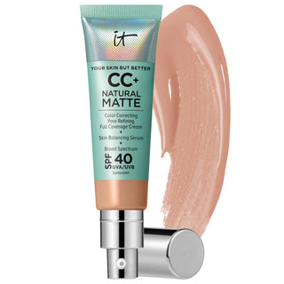 CC+ Cream Natural Matte Foundation with SPF 40 - Full Coverage, Non-Comedogenic, Vegan Formula CC+ Cream Matte Foundation SPF 40 - Full Coverage, Vegan & Non-Comedogenic matte foundation, SPF 40 foundation, non-comedogenic foundation, vegan foundation, full-coverage foundation, oily skin solution, long-lasting makeup, broad-spectrum sun protection, Air Licium, Hyaluronic Acid, Lentil Seed Extract, natural matte finish, flawless complexion, vegan cosmetics, cruelty-free makeup, sensitive skin friendly, acne-