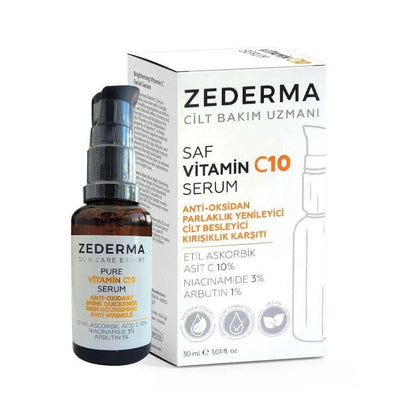 Zederma Vitamin C10 Serum - Brightening & Anti-Aging Antioxidant Skincare Serum for Uneven Skin Tone, 1.01 fl oz