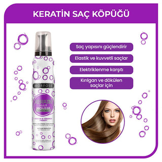 Morfose Keratin Hair Mousse - 6.76 fl oz - Strong Hold, Volumizing & Shine Morfose Keratin Hair Mousse - Strong Hold & Shine Keratin Hair Mousse, Hair Styling Product, Hair Care with Keratin, Strong Hold Styling, Volumizing Hair Product, Hair Strengthening, Hair Shine, Hair Elasticity, Protective Hair Care, Quick Drying Styling Product, Hair Health, Morfose, Hair Care, Styling Products, Keratin Benefits, Healthy Hair, Hair Volume, Long Lasting Style