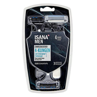 Isana Men's Razor 4-Blade - Sensitive Skin Shave, Close & Comfortable, Ergonomic Travel Razor Isana Men's Razor - 4-Blade Comfort for Sensitive Skin men's razor, razor for sensitive skin, 4 blade razor, chrome plated razor, moisturizing razor, ergonomic razor, travel razor, Isana men razor, mens shaving, sensitive skin, shaving irritation, razor blades, grooming, personal care, mens grooming, razor for men, close shave, smooth shave, travel razor, comfortable shave, skin care, handle grip, pivoting head, 4-