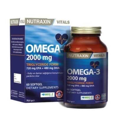Nutraxin Omega 3 Fish Oil 2000mg - High Potency EPA DHA Supplement for Heart & Brain Health - 60 Softgels