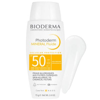 Bioderma Photoderm Mineral Sunscreen Fluid SPF 50+ - Hypoallergenic, Water-Re...