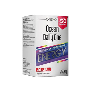 Ocean Daily One Energy Dietary Supplement - 60 Tablets (30+30) with CoQ-10, Ginseng, Multivitamin & Multimineral Ocean Daily One Energy Supplement - Boost Energy & Nutrition Dietary Supplement, Multivitamin, Energy Supplement, Vitamin and Mineral Supplement, Ginseng Supplement, CoQ-10 Supplement, Health and Wellness, Nutritional Support, Energy Boost, Immune System Support, Busy Professionals, Health-Conscious Individuals