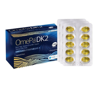 OmePa DK2 Omega-3 Supplement with Vitamin D & K - 50 Soft Capsules for Heart, Brain & Bone Health OmePa DK2 Omega-3 with Vitamin D & K - 50 Capsules Omega-3 supplement, Vitamin D supplement, Vitamin K supplement, Heart health support, Brain health supplement, Dietary Supplement, Soft Capsules, Health and Wellness, Omega-3 fatty acids, EPA, DHA, Vitamin D, Vitamin K, Bone health support, Immune system support, Heart health, Brain function, Vision health, Dietary health, Supplements for men, Supplements for w