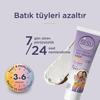 Sesu Hair Removal Cream for Sensitive Skin - Easy & Effective Depilatory Cream for Women, 3.38 fl oz Sesu Hair Removal Cream for Sensitive Skin - 3.38 fl oz hair removal cream, depilatory cream, sensitive skin hair removal, easy hair removal for women, avocado oil hair removal cream, Sesu, hair removal products, women's grooming, sensitive skin care, dermatologically tested, Vitamin E, Bisabolol, AromaGuard technology, smooth skin, hair-free, body care, personal care, beauty products, grooming essentials