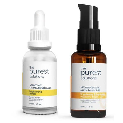 The Purest Solutions: Skin Brightening Serum Set - Dark Spot Corrector, Vitamin C & Arbutin Serums for Radiant, Even Ski