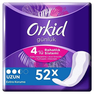 Orkid Daily Sanitary Pads Extra Protection Long 52 Count - Absorbent, Odor Control, Dermatologically Tested Orkid Daily Sanitary Pads - Extra Protection & Comfort daily sanitary pads, feminine hygiene products, odor control sanitary pads, long sanitary pads for women, dermatologically tested sanitary products, extra protection daily pads, sanitary pads, women's health, hygiene products, feminine care