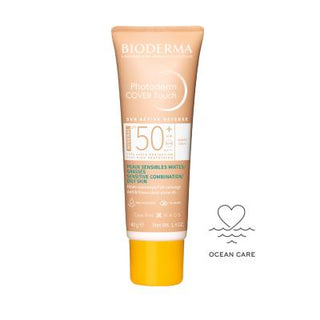 bioderma photoderm cover touch spf50 light 40g packaging, bioderma photoderm cover touch application on skin, bioderma photoderm cover touch texture Bioderma Photoderm Cover Touch SPF50 - Light | 40g Bioderma Photoderm Cover Touch SPF50 - Light bioderma, spf50, sunscreen, makeup-base, sensitive-skin, daily-sunscreen, water-resistant, non-comedogenic, oil-free, ai-generated