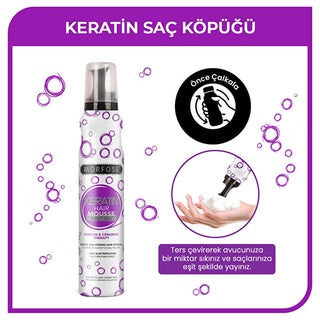 Morfose Keratin Hair Mousse - 6.76 fl oz - Strong Hold, Volumizing & Shine Morfose Keratin Hair Mousse - Strong Hold & Shine Keratin Hair Mousse, Hair Styling Product, Hair Care with Keratin, Strong Hold Styling, Volumizing Hair Product, Hair Strengthening, Hair Shine, Hair Elasticity, Protective Hair Care, Quick Drying Styling Product, Hair Health, Morfose, Hair Care, Styling Products, Keratin Benefits, Healthy Hair, Hair Volume, Long Lasting Style
