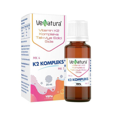 VeNatura Vitamin K2 Kompleks Liquid Supplement - 200 mcg Vitamin K per Drop, Menaquinon 4 & 7, 20ml Dietary Supplement f