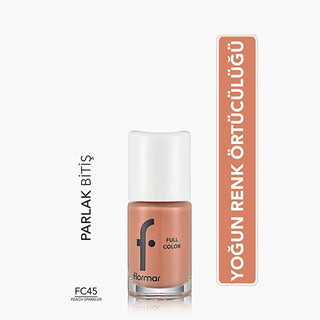 Flormar Full Color Nail Polish - High Pigment, Long Lasting, Glossy Finish - FC45 Peach Sparkler Flormar Full Color Nail Polish - Long Lasting & High Pigment Flormar Full Color Nail Polish, High Pigment Nail Polish, Long Lasting Nail Polish, Glossy Nail Polish, Nail Polish with Thin Brush, Beauty Essentials, Nail Care, Cosmetics, Makeup, Nail Polish, Long Lasting Makeup, Glossy Finish, Vibrant Colors, Nail Polish for Special Occasions, Everyday Nail Polish
