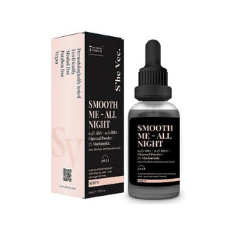 She Vec Smooth Me Night Serum for Skin Care - Anti-Aging, Hydrating Serum with Hyaluronic Acid, Vitamin C, and Retinol for Oily, Acne-Prone Skin - 30ml She Vec Night Serum for Anti-Aging & Hydration Night Serum, Skin Care, Anti-Aging, Hyaluronic Acid, Vitamin C, Retinol, Sensitive Skin, Hydrating Serum, Non-greasy, Dermatologically Tested, Oily Skin, Acne-Prone Skin, Skincare Routine, Glowing Skin, Youthful Skin